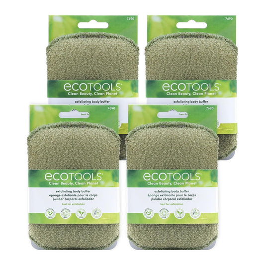 Exfoliating Body Buffer, for Body Cleansing, Designed with Strap, Sustainable and Vegan Body Scrubber, 4 Count (Pack of 1)