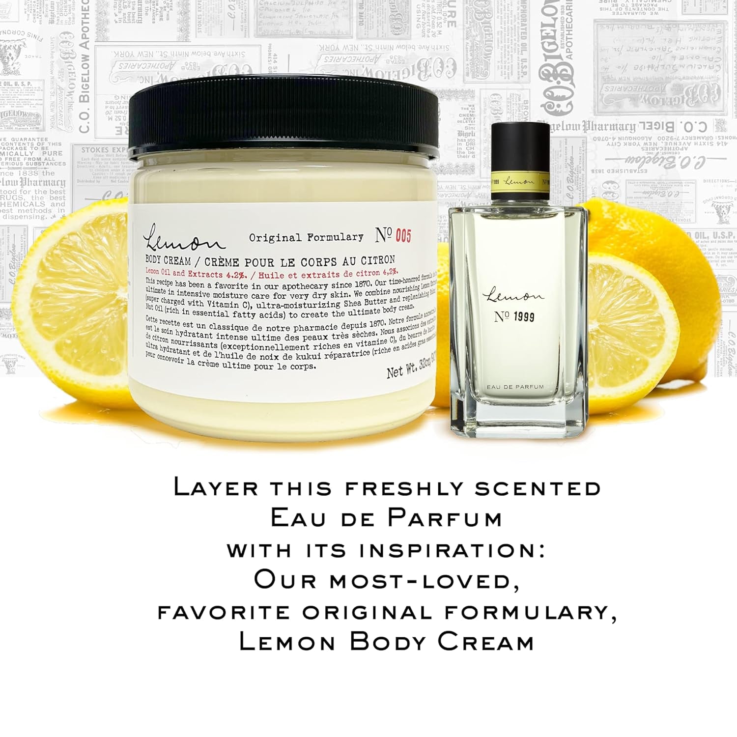 C.O. Bigelow Lemon Eau De Parfum No.1999, Lemon Perfume with Citrus & White Musk, 3.4 Fl Oz., Vegan & Paraben Free Perfumes