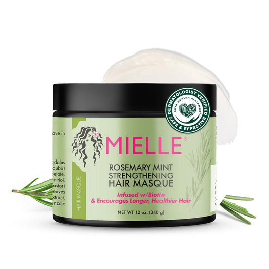 Rosemary Mint Strengthening Hair Mask for Damaged Hair - Deep Conditioning Treatment Enriched with Biotin, Honey & Coconut Oil - Helps Encourage Longer, Healthier Strands (12 Oz)