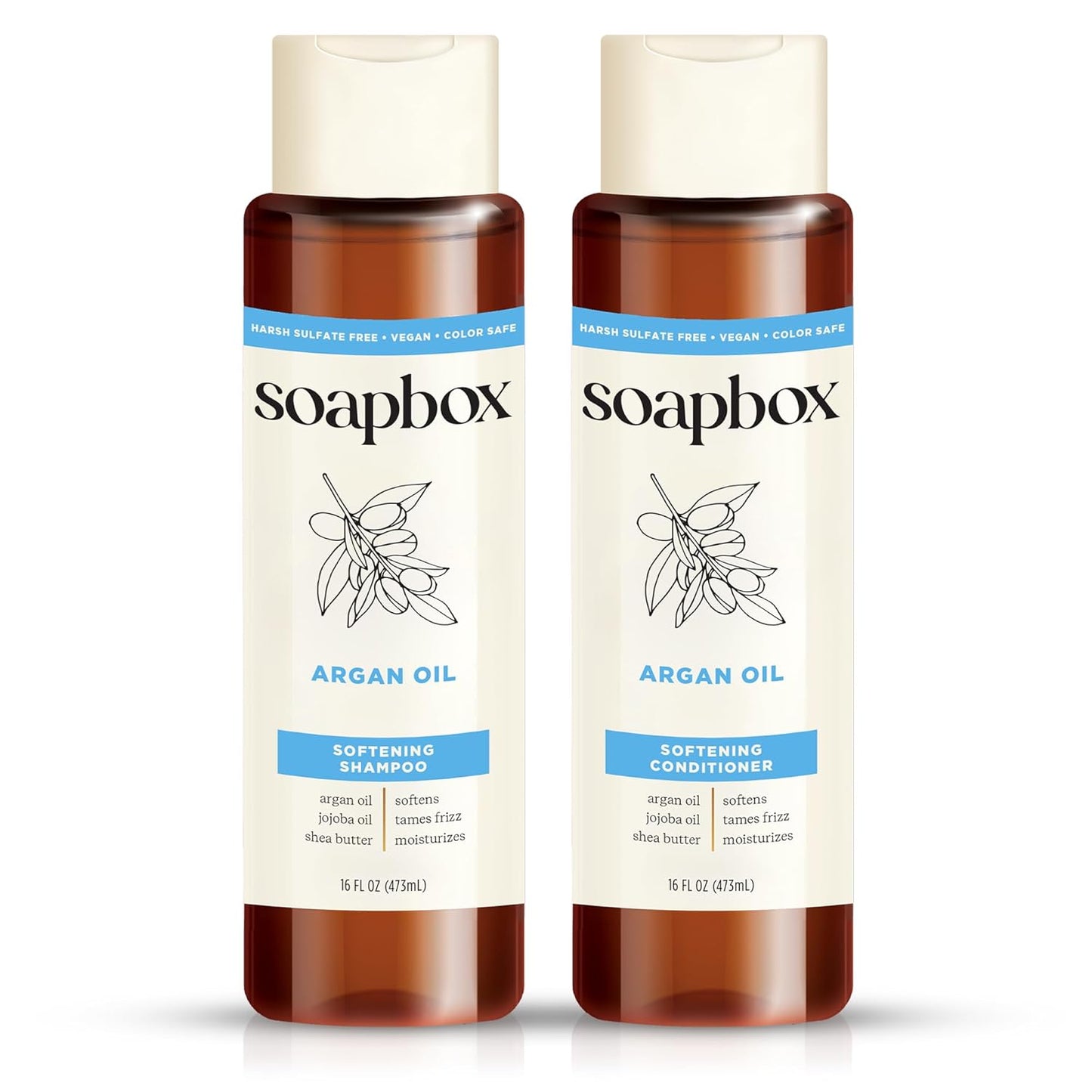 Argan Shampoo & Conditioner Set, Volumizing, Vegan, Color Safe, Harsh Sulfate & Silicone Free, 16Oz Each (Pack of 2)