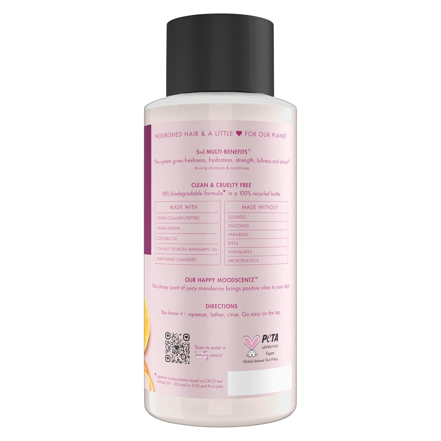 5-In-1 Multi-Benefit Shampoo Vegan Keratin Collagen & Sun-Kissed Mandarin for a Deep Cleanse, Hydration, Strength, Fullness & Shine, 13.5 Oz