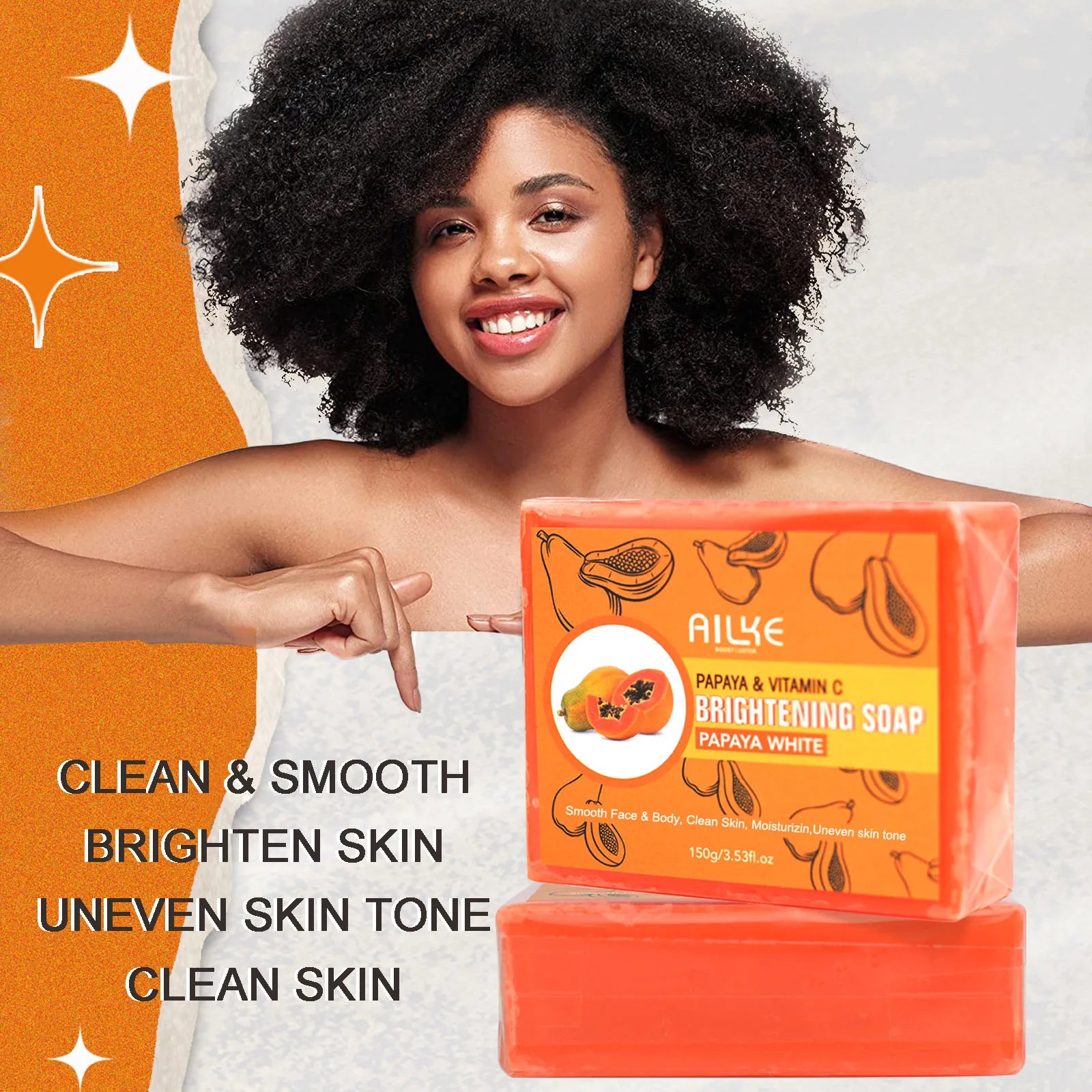 Skin Whitening Handmade Soap -Organic Papaya Soap for Black Spots, Clean Stains, Improves Dull Skin, Face & Body & Hands
