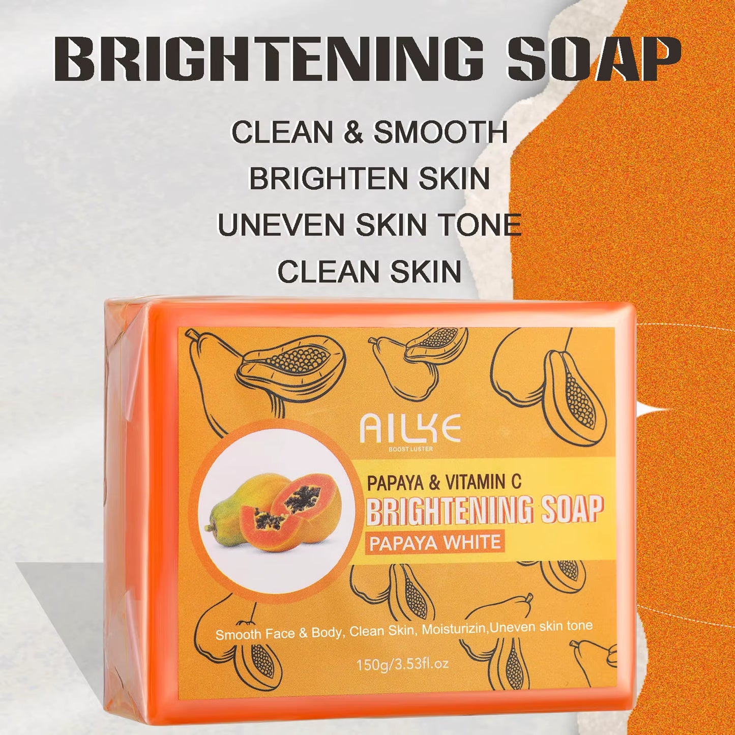 Skin Whitening Handmade Soap -Organic Papaya Soap for Black Spots, Clean Stains, Improves Dull Skin, Face & Body & Hands