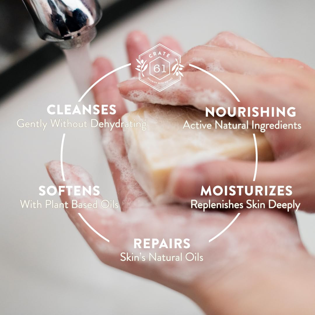 Crate 61, Handmade in Canada, Plant Based Cold Process Natural Bar Soap, with Premium Essential Oils, Dry Skin, Pack of 6 (Most Popular)